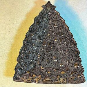 Vintage Silver Plated Christmas Tree Small Dish, Tray/ Candy/Nuts/Trinkets/Bulbs